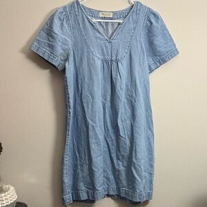 Madewell Light Blue Denim V-Neck Dress